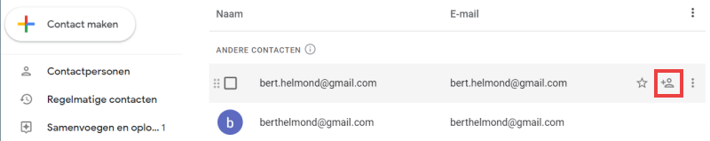 Toevoegen aan contacten